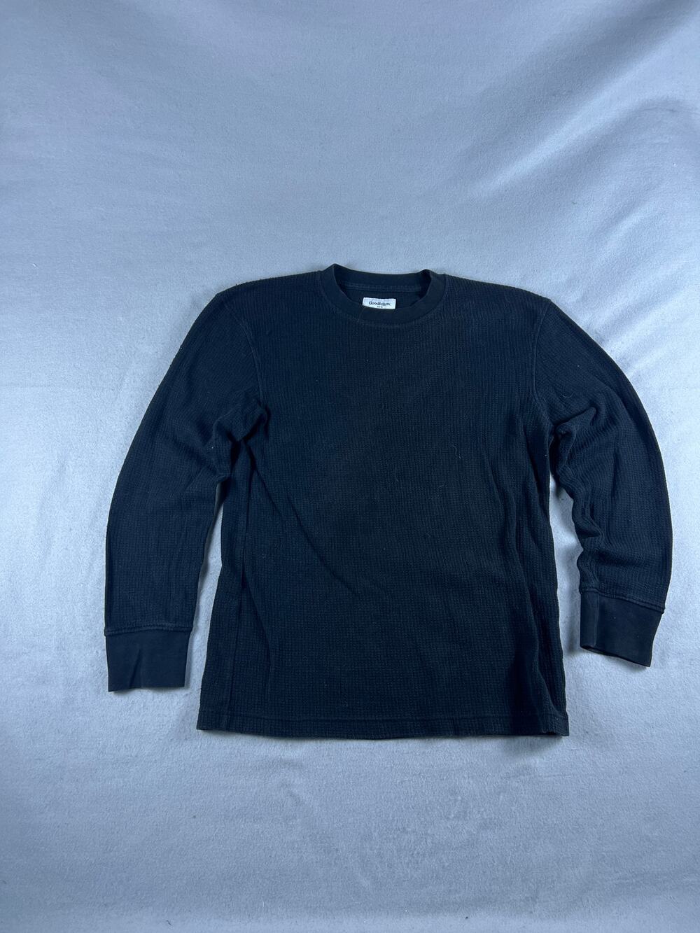 Goodfellow & Co Thermal Shirt Mens M Black Long Sleeve Crew Neck Waffle Knit Tee